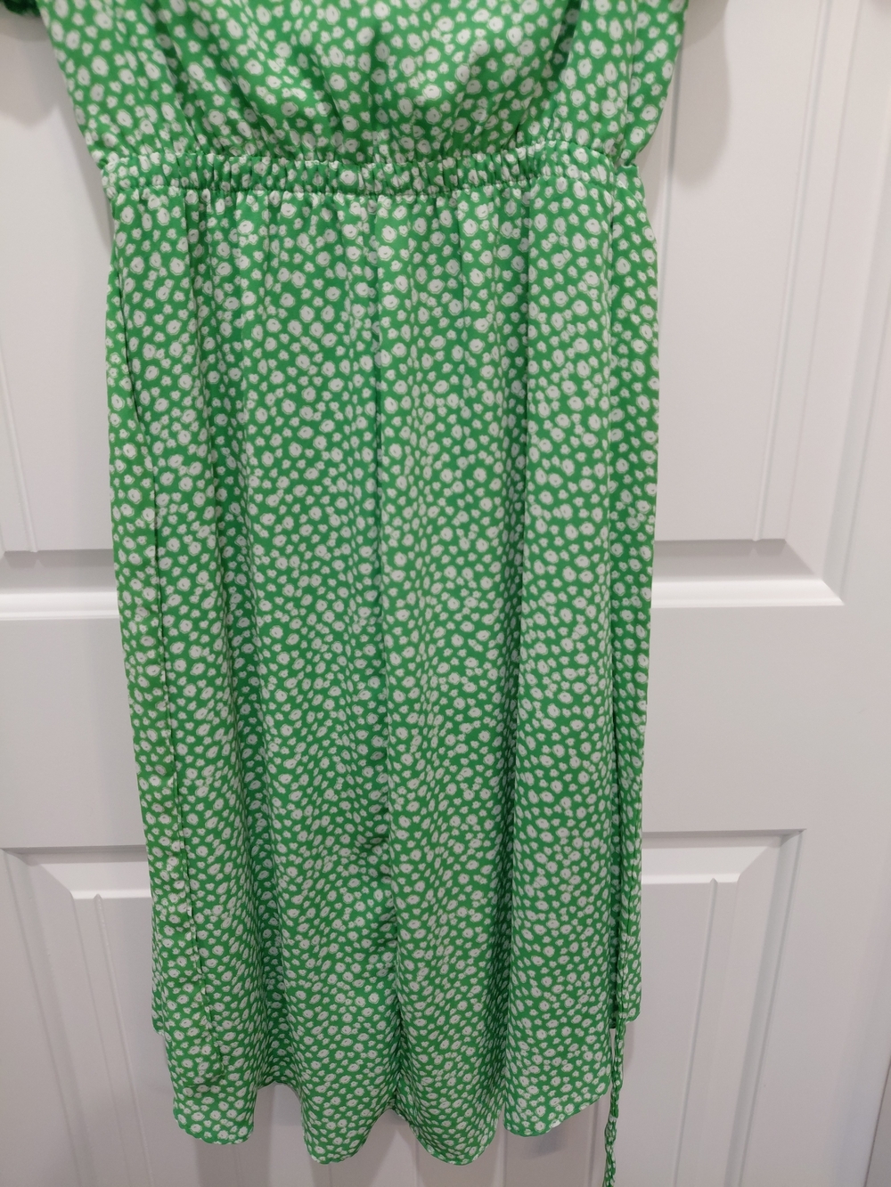 Sienna Sky Green and White High-Low Wrap Dress with Flutter Sleeves #0818 - Picture 6 of 9